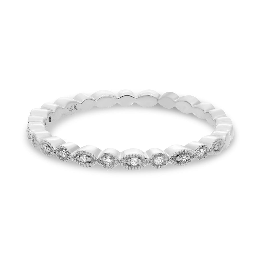 14K WHITE GOLD MARQUISE AND DOT DIAMOND BAND